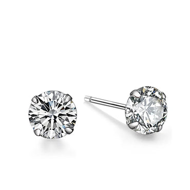 Lady Geometric Silver Gem Ear Studs 1 Pair