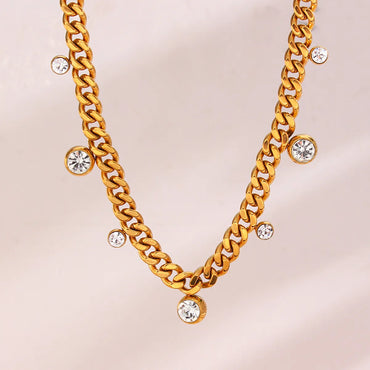 Lady Geometric Stainless Steel Plating Zircon Women's Necklace