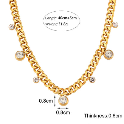 Lady Geometric Stainless Steel Plating Zircon Women's Necklace