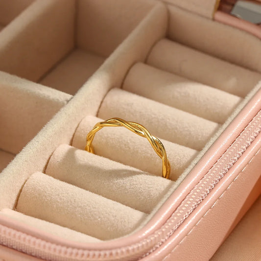 Lady Geometric Stainless Steel Plating Gold Plated Rings