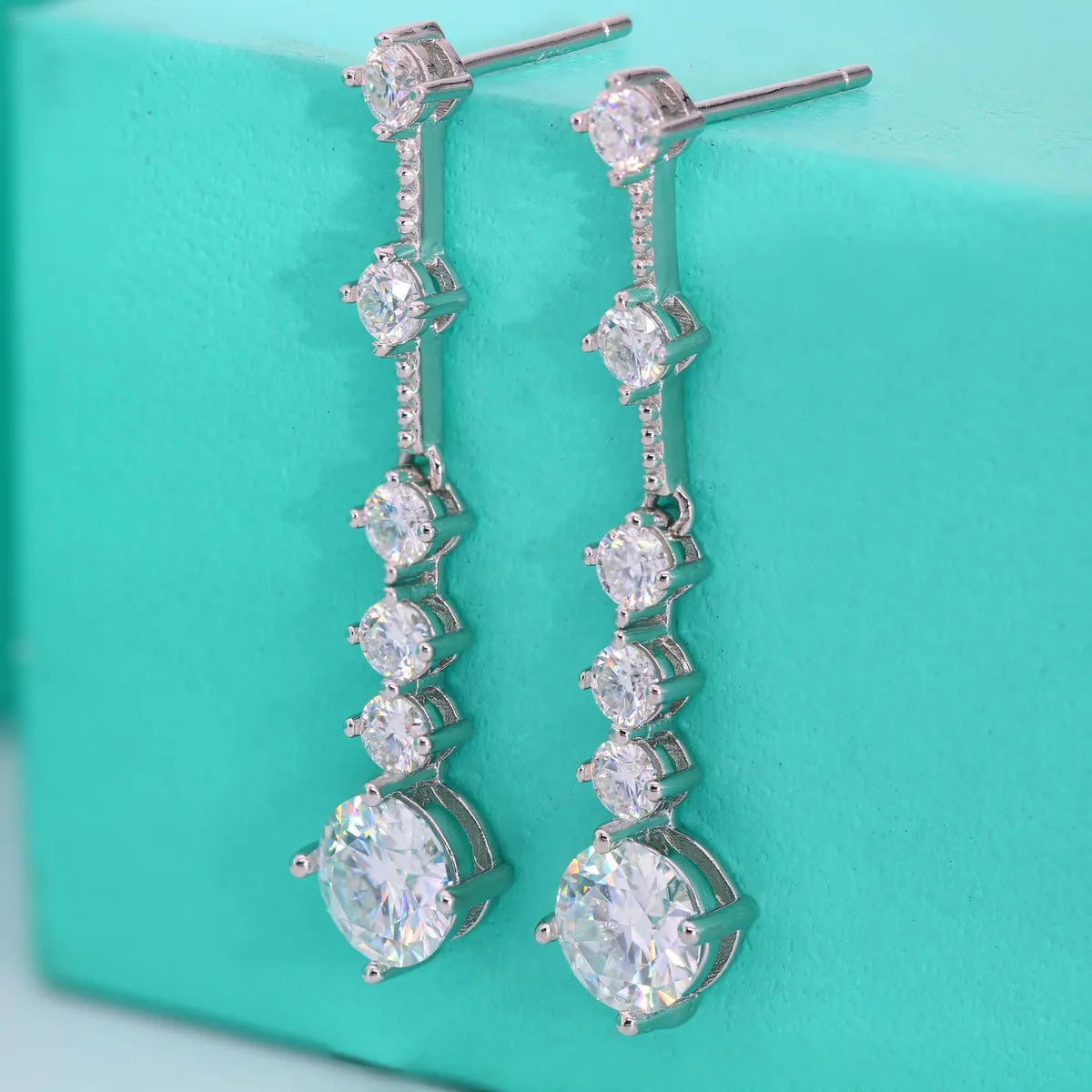 Lady Geometric Sterling Silver Moissanite Drop Earrings In Bulk