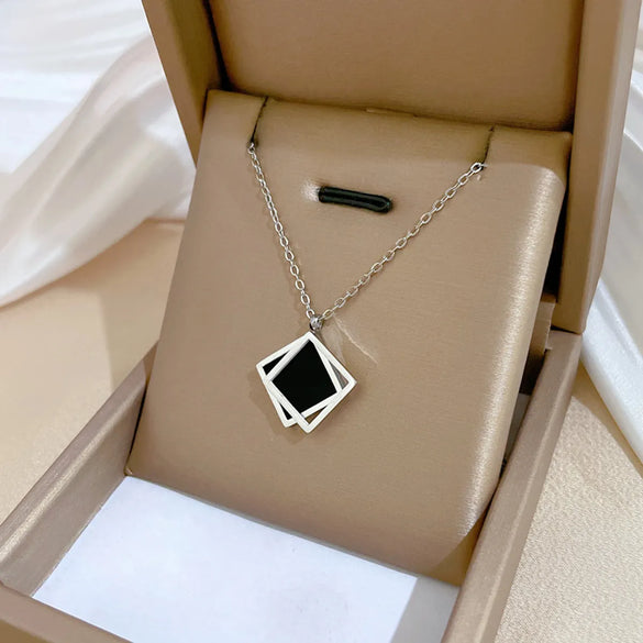 Titanium Steel Lady Plating Geometric Pendant Necklace