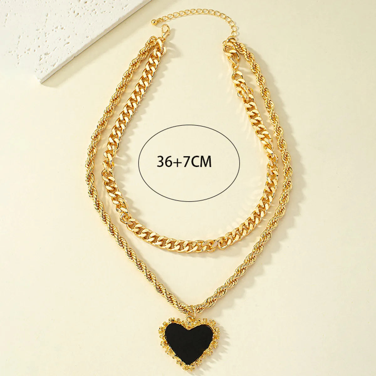 Lady Heart Shape Alloy Women'S Double Layer Necklaces