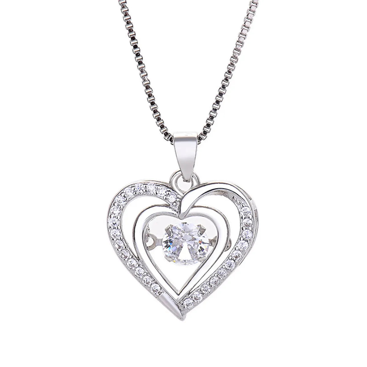 Lady Heart Shape Copper Plating Inlay Zircon Pendant Necklace 1 Piece