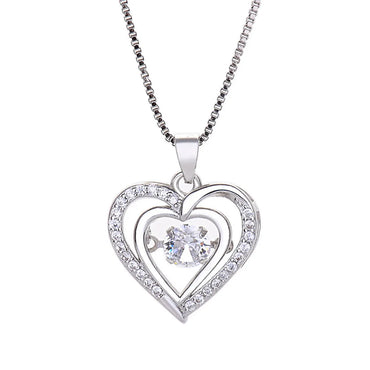 Lady Heart Shape Copper Plating Inlay Zircon Pendant Necklace 1 Piece