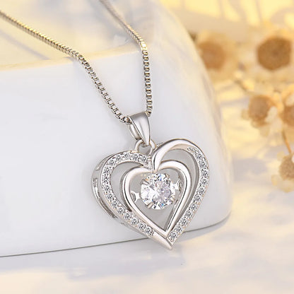 Lady Heart Shape Copper Plating Inlay Zircon Pendant Necklace 1 Piece