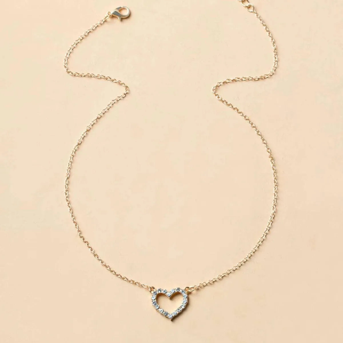 Lady Heart Shape Gold Plated Rhinestones Alloy Wholesale Necklace