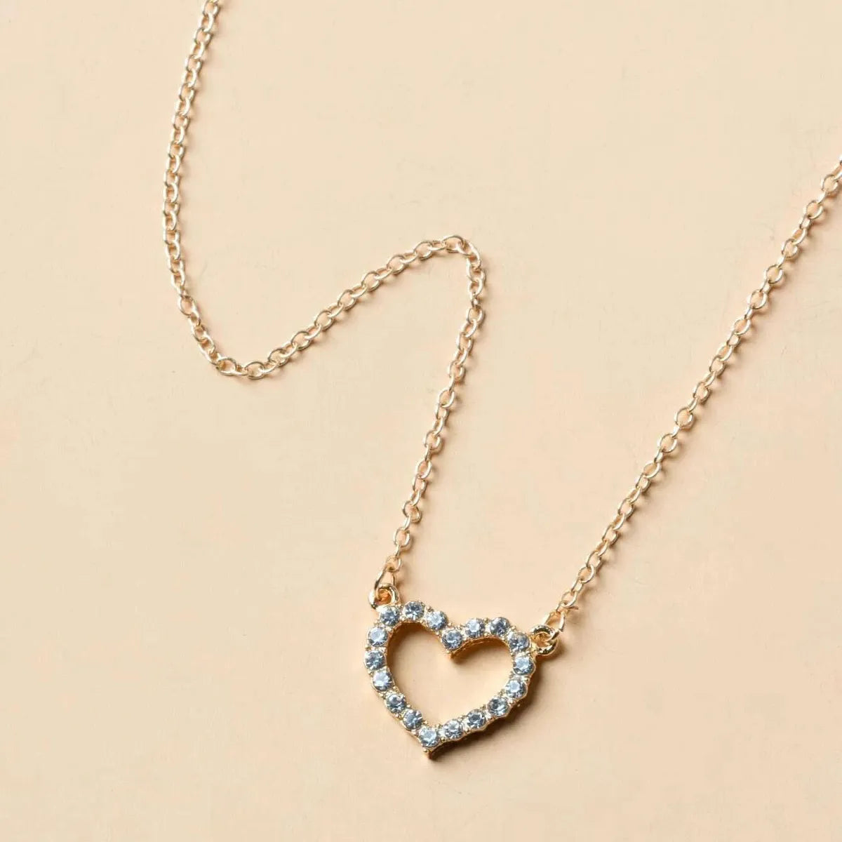 Lady Heart Shape Gold Plated Rhinestones Alloy Wholesale Necklace