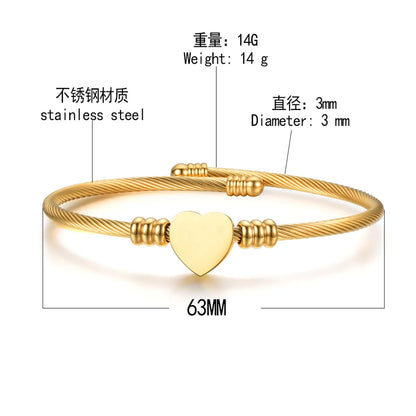 Lady Heart Shape Stainless Steel Metal No Inlaid Bangle