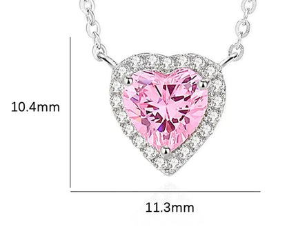 Lady Heart Shape Sterling Silver Inlay Zircon Pendant Necklace