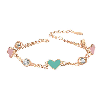 Lady Heart Shape Sterling Silver Plating Inlay Artificial Gemstones Rose Gold Plated White Gold Plated Bracelets