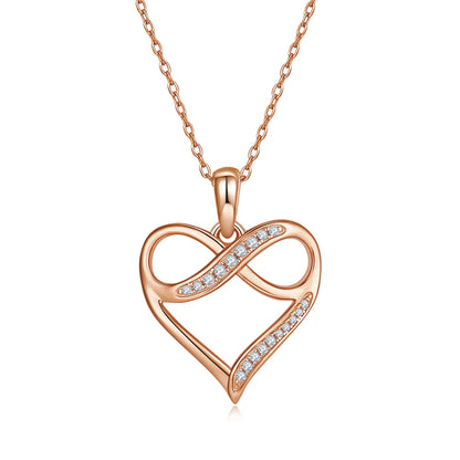 Lady Heart Shape Sterling Silver Plating Inlay Moissanite Rose Gold Plated Gold Plated Silver Plated Pendant Necklace