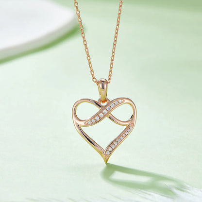 Lady Heart Shape Sterling Silver Plating Inlay Moissanite Rose Gold Plated Gold Plated Silver Plated Pendant Necklace