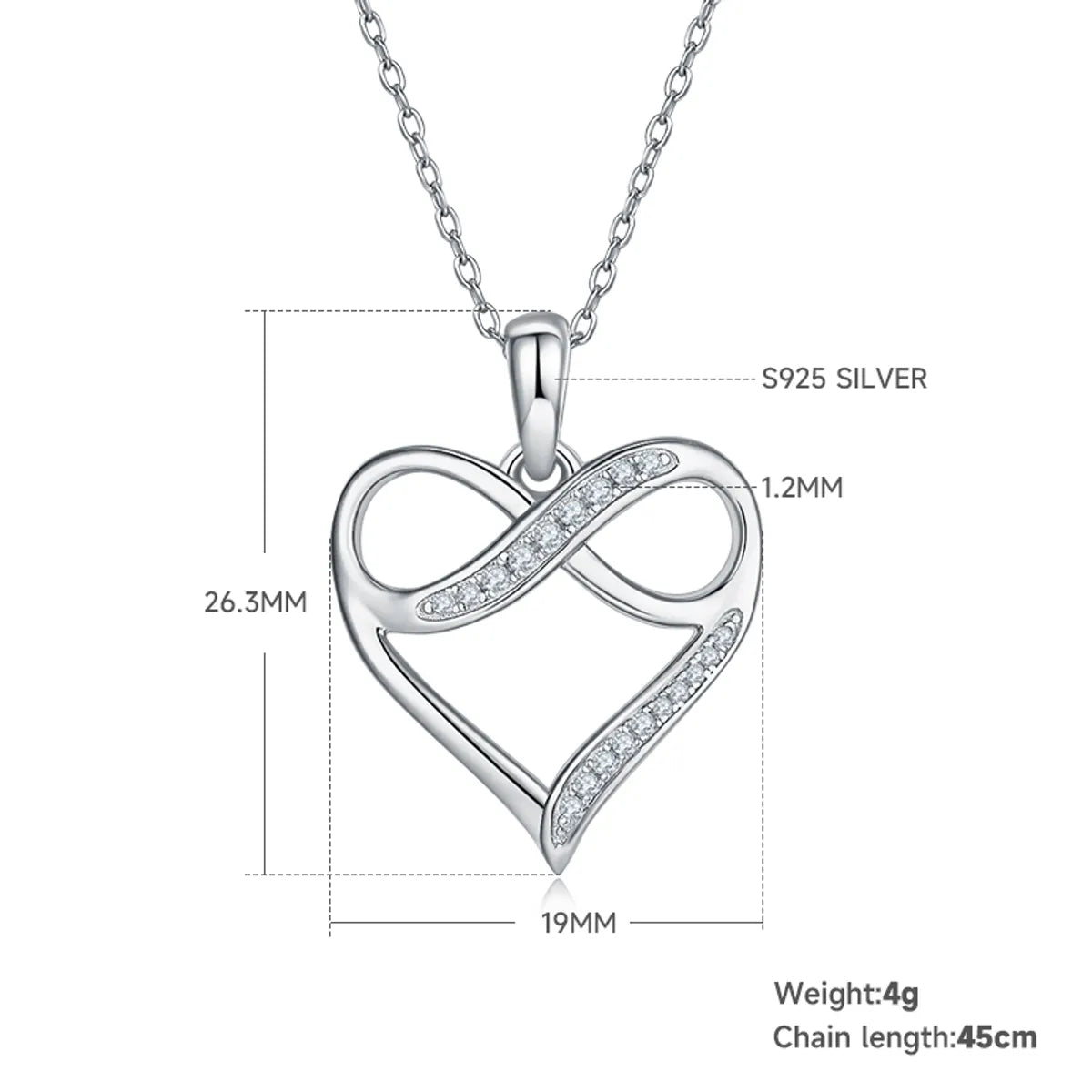 Lady Heart Shape Sterling Silver Plating Inlay Moissanite Rose Gold Plated Gold Plated Silver Plated Pendant Necklace