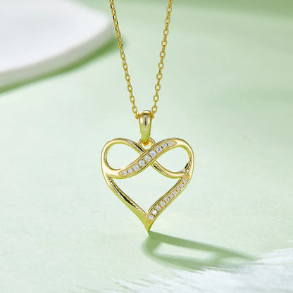 Lady Heart Shape Sterling Silver Plating Inlay Moissanite Rose Gold Plated Gold Plated Silver Plated Pendant Necklace