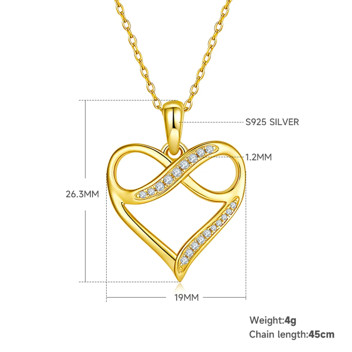 Lady Heart Shape Sterling Silver Plating Inlay Moissanite Rose Gold Plated Gold Plated Silver Plated Pendant Necklace