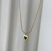 Lady Heart Shape Titanium Steel Plating Ear Studs Necklace