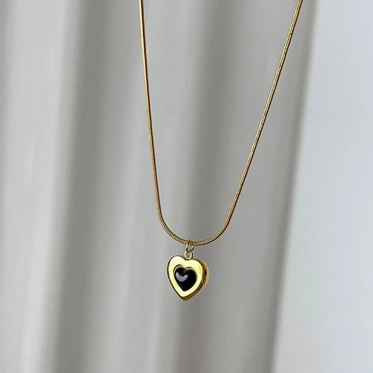 Lady Heart Shape Titanium Steel Plating Ear Studs Necklace