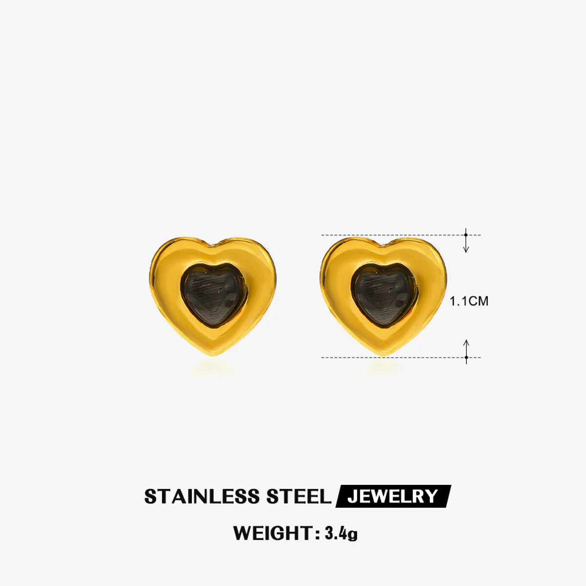 Titanium Steel 18K Gold Plated Lady Plating Inlay Heart Shape Artificial Gemstones Earrings Necklace