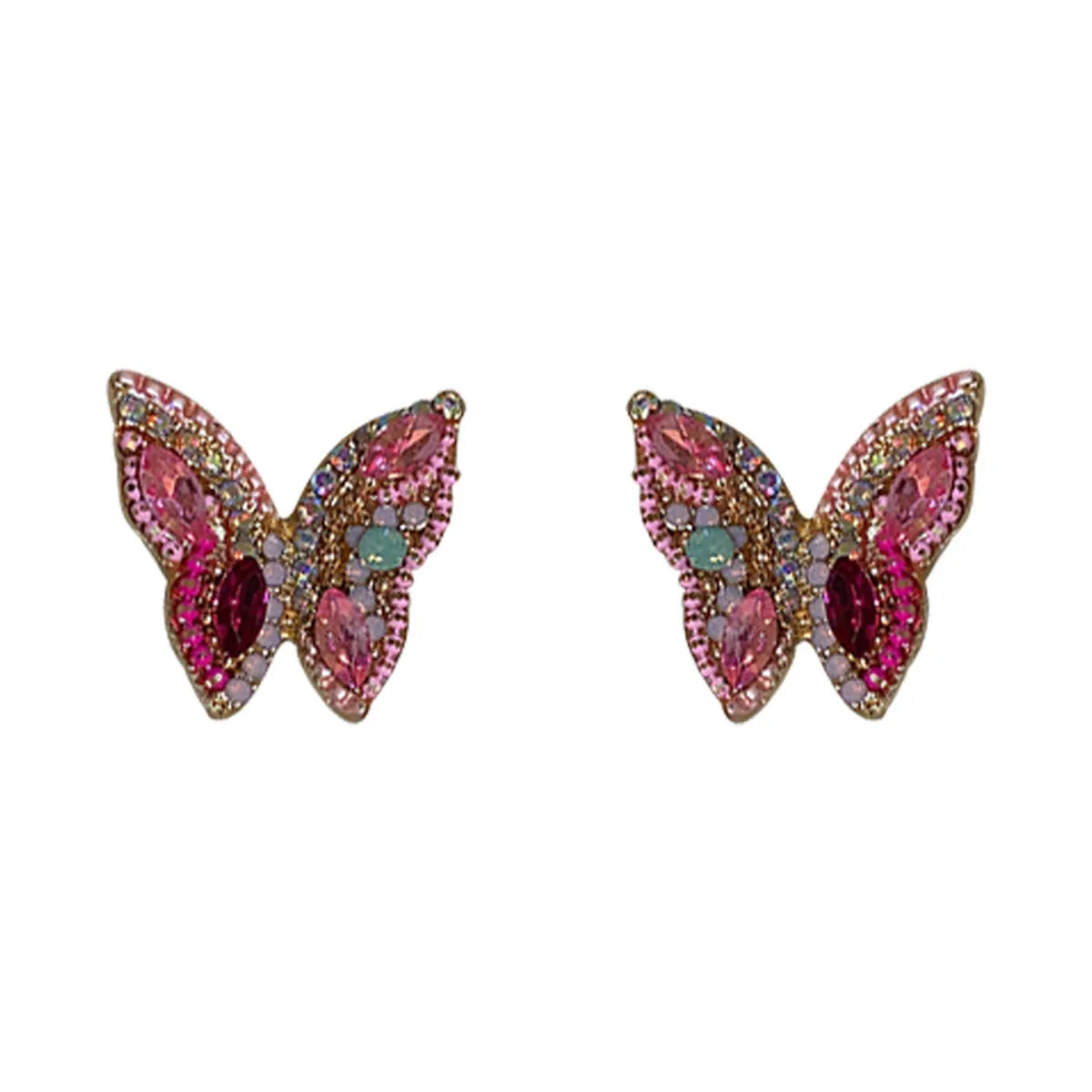 Lady Insect Butterfly Alloy Inlay Rhinestones Women's Ear Studs