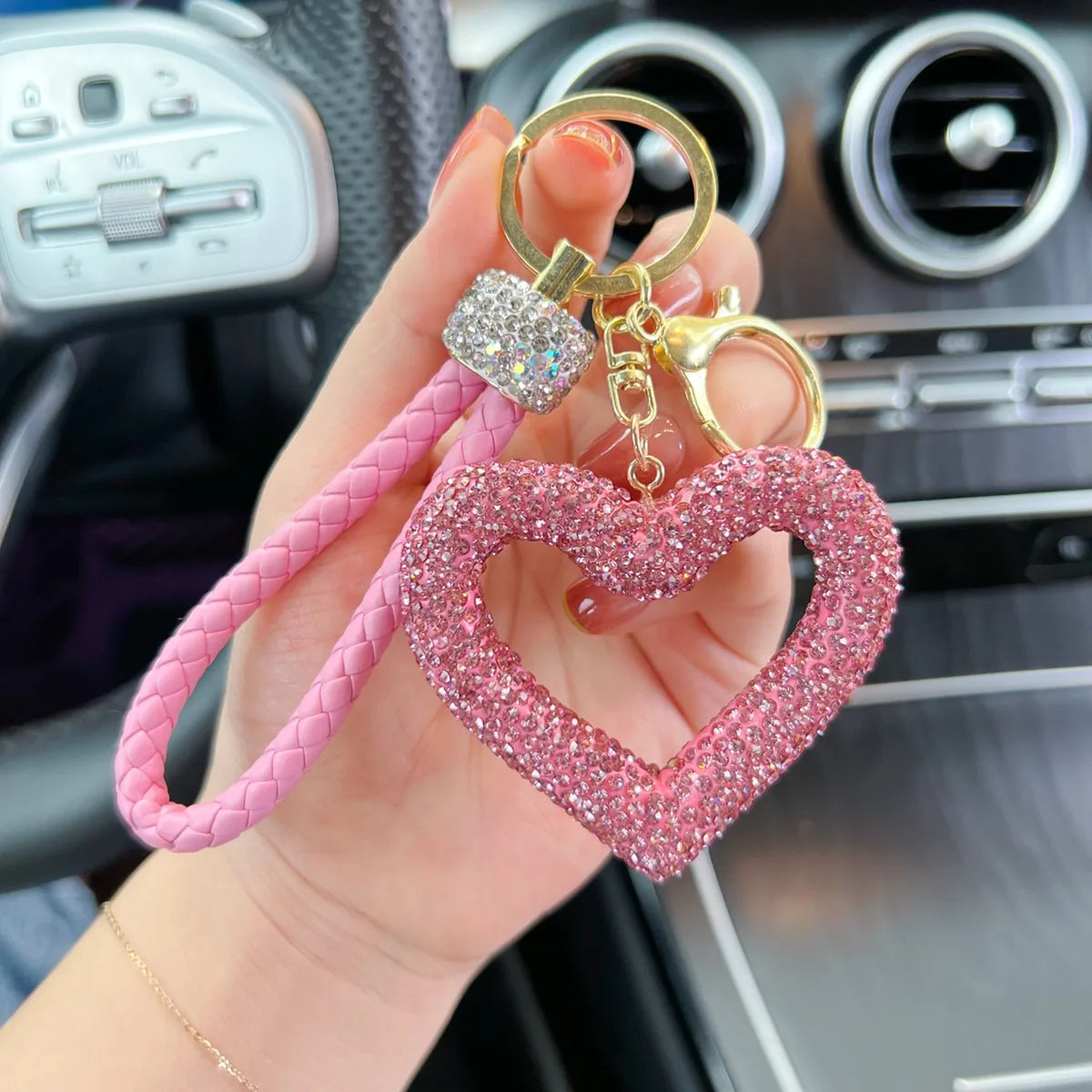 Lady Korean Style Heart Shape Pu Leather Clay Women'S Bag Pendant Keychain