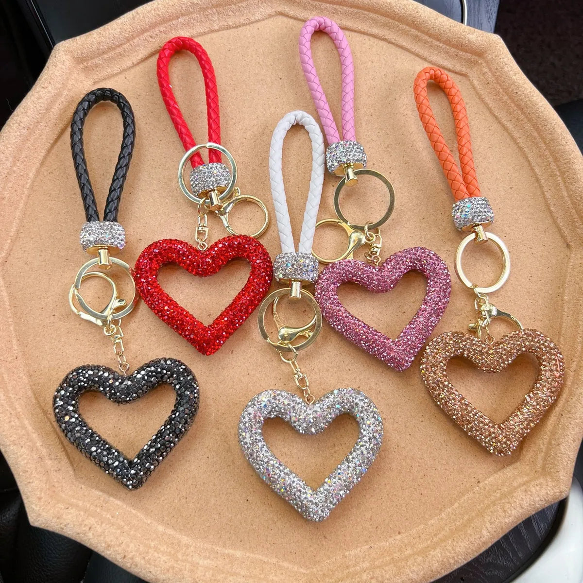 Lady Korean Style Heart Shape Pu Leather Clay Women'S Bag Pendant Keychain