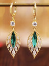 Lady Leaf Artificial Crystal Alloy Inlay Zircon Women'S Drop Earrings