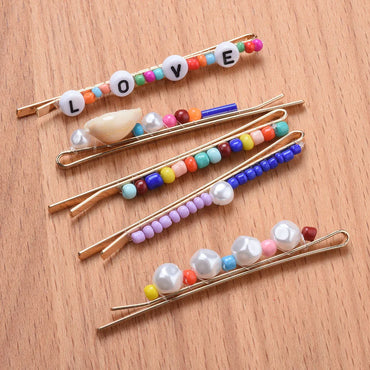 Lady Letter Alloy Plating Inlay Artificial Pearls Hair Clip