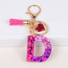 Lady Letter Heart Shape Resin Metal Epoxy Bag Pendant Keychain