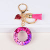 Lady Letter Heart Shape Resin Metal Epoxy Bag Pendant Keychain