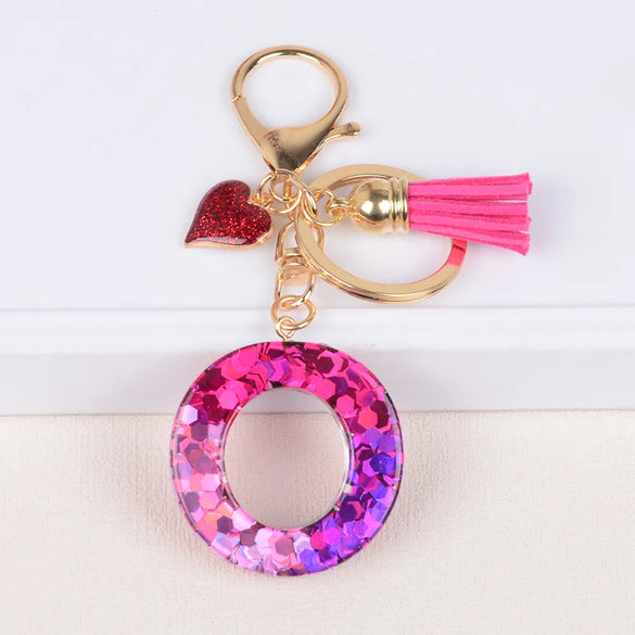 Lady Letter Heart Shape Resin Metal Epoxy Bag Pendant Keychain