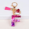 Lady Letter Heart Shape Resin Metal Epoxy Bag Pendant Keychain