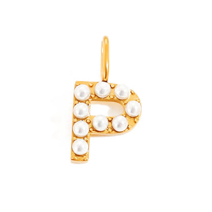 Lady Letter Stainless Steel Plating Inlay Artificial Pearls Charms Jewelry Accessories