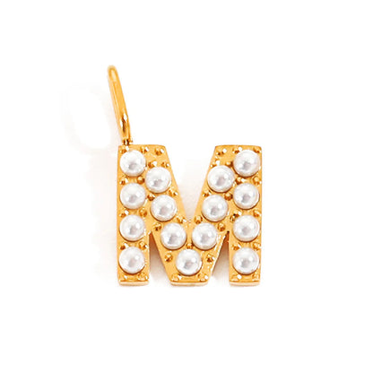 Lady Letter Stainless Steel Plating Inlay Artificial Pearls Charms Jewelry Accessories