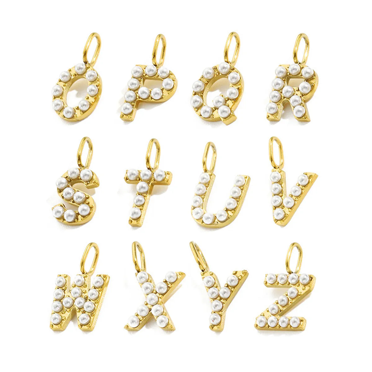 Lady Letter Stainless Steel Plating Inlay Artificial Pearls Charms Jewelry Accessories