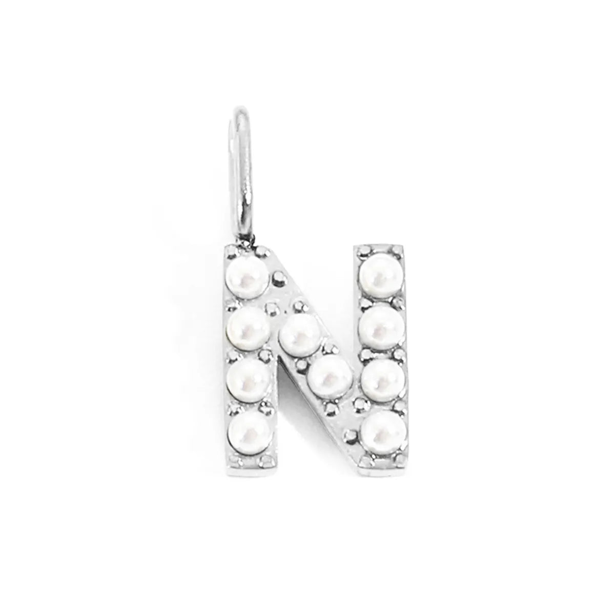 Lady Letter Stainless Steel Plating Inlay Artificial Pearls Charms Jewelry Accessories