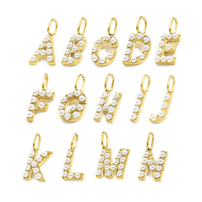 Lady Letter Stainless Steel Plating Inlay Artificial Pearls Charms Jewelry Accessories