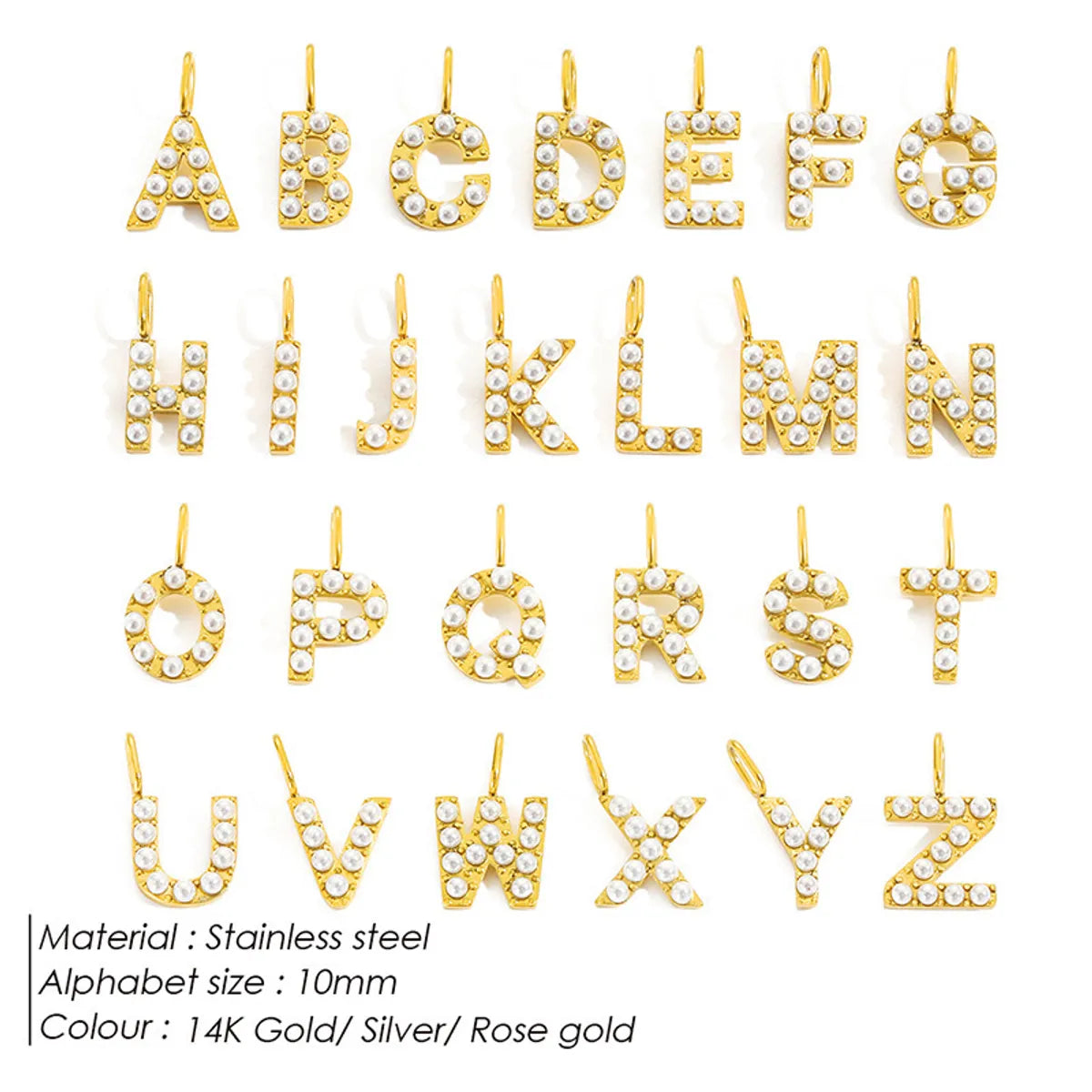 Lady Letter Stainless Steel Plating Inlay Artificial Pearls Charms Jewelry Accessories