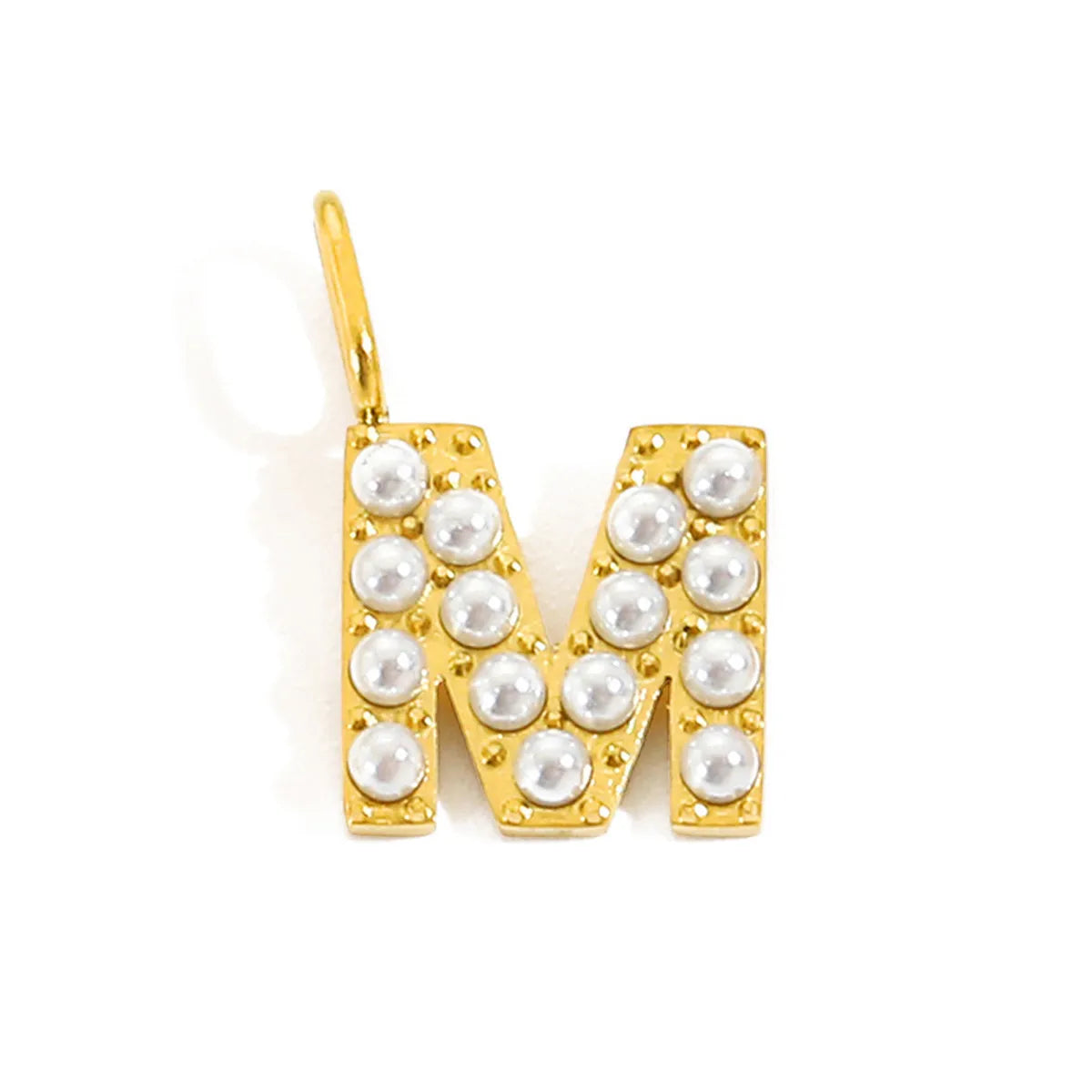 Lady Letter Stainless Steel Plating Inlay Artificial Pearls Charms Jewelry Accessories