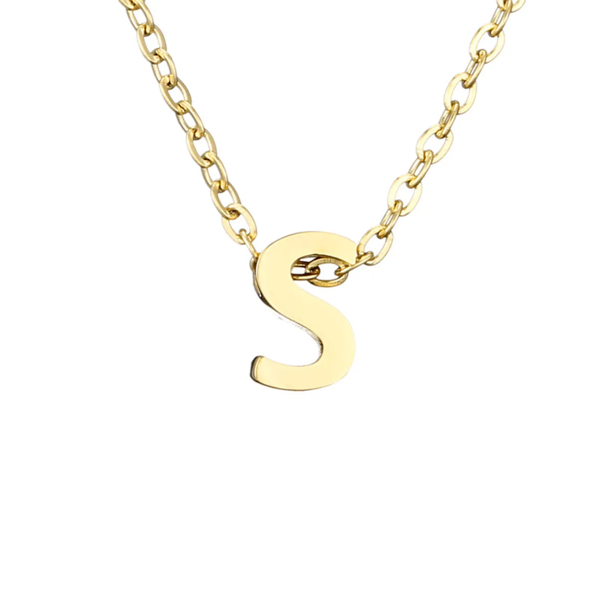 Lady Letter Stainless Steel Titanium Steel Plating Pendant Necklace