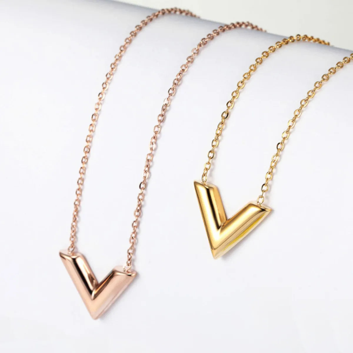 Lady Letter Titanium Steel Plating Pendant Necklace 1 Piece