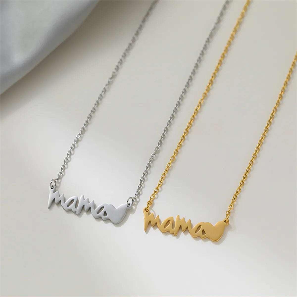 Lady Mama Letter Heart Shape Titanium Steel Plating Necklace