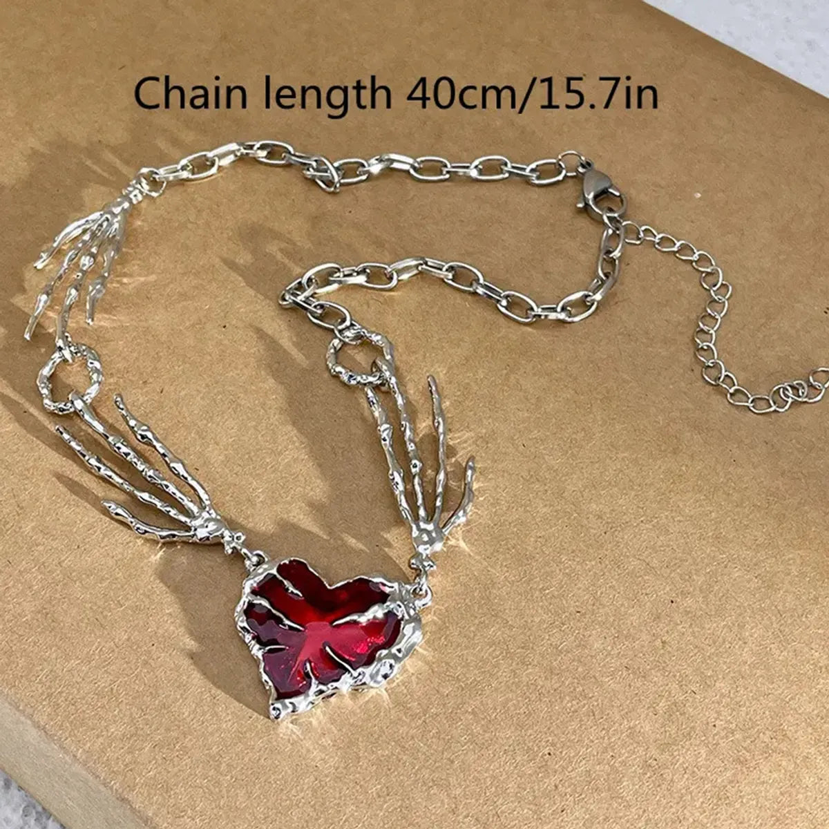 Lady Modern Style Heart Shape Alloy Inlay Zircon Women's Pendant Necklace