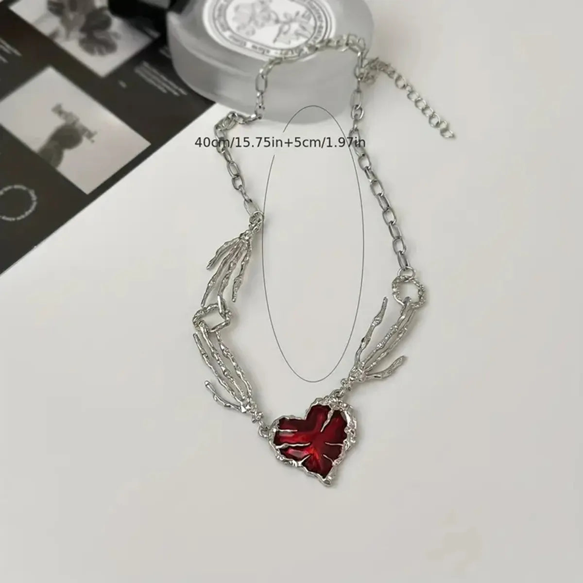 Lady Modern Style Heart Shape Alloy Inlay Zircon Women's Pendant Necklace