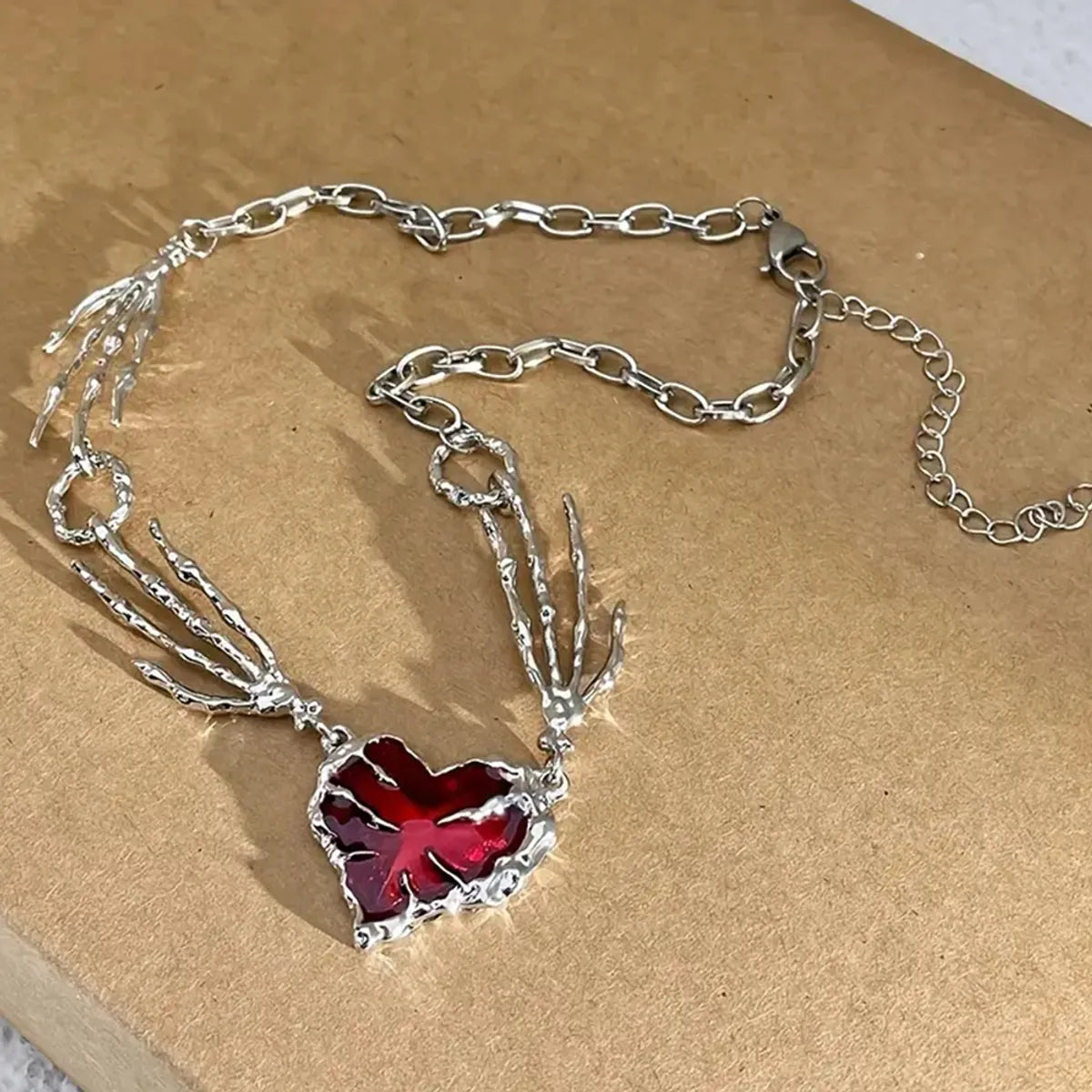 Lady Modern Style Heart Shape Alloy Inlay Zircon Women's Pendant Necklace