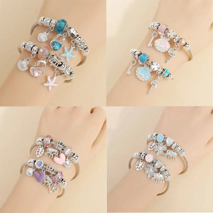 Lady Modern Style Sweet Swan Starfish Heart Shape 304 Stainless Steel Zircon Bangle In Bulk