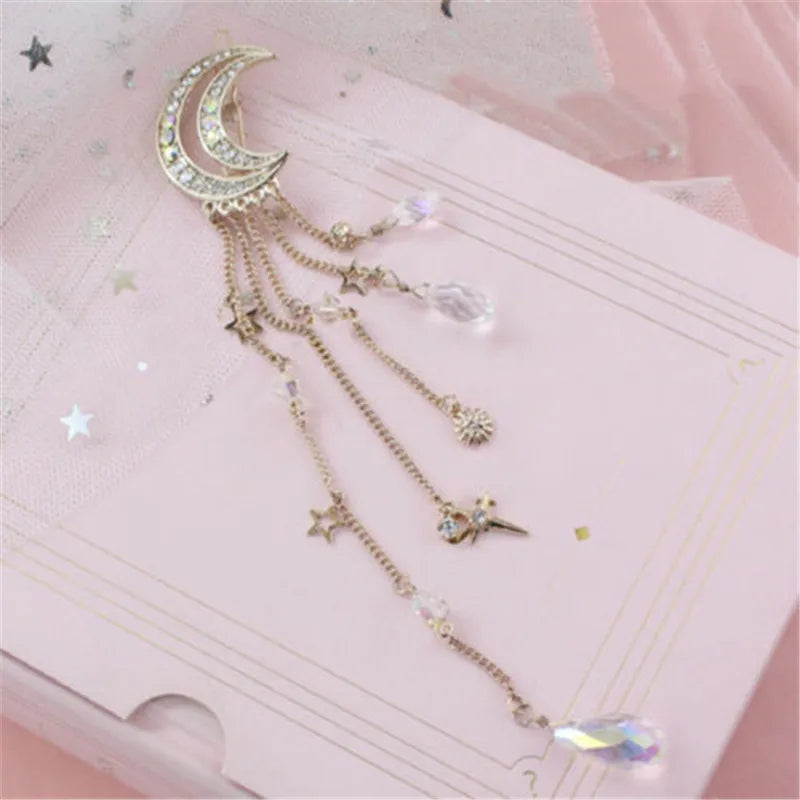 Lady Moon Alloy Plating Inlay Artificial Gemstones Hair Clip