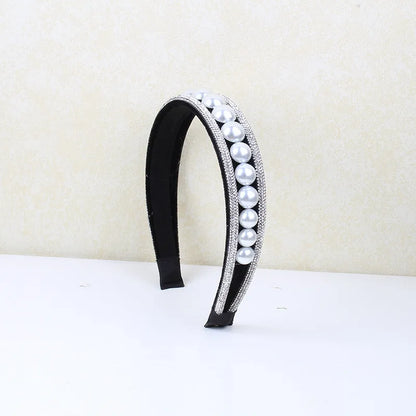 Lady Pearl Cloth Inlay Artificial Crystal Rhinestones Hair Band