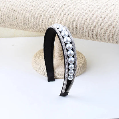 Lady Pearl Cloth Inlay Artificial Crystal Rhinestones Hair Band