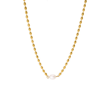 Lady Pearl Stainless Steel Plating 18k Gold Plated Necklace